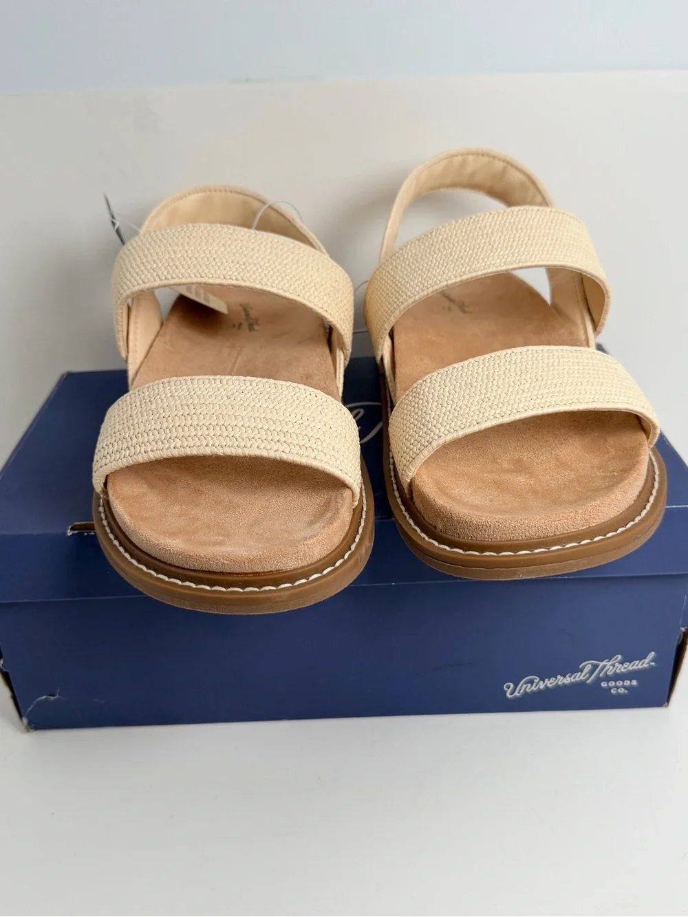 Universal Thread Neutral Cream Woven Double-Strap Slingback Sandals